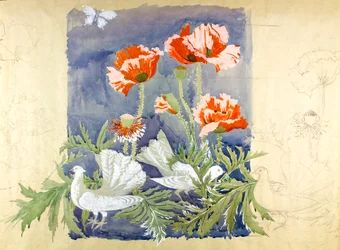Pokój c1920 (gwasz na papierze)