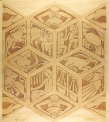 Znaki Zodiaku - Art Deco, kwiecień 1934 (gwasz na papierze)