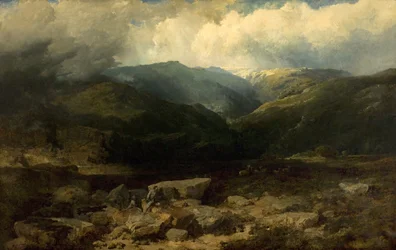 Podchody jeleni w górach, cichy strzał, 1860