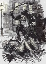 Pan Hyde morduje sir Danversa Carewa, ilustracja Edmunda Josepha Sullivana (1869-1933) do powieści Dziwny przypadek doktora Jekylla i pana Hyde