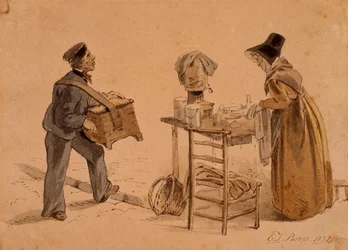 Mężczyzna z katarynką i sprzedawcą kawy, 1828
