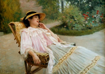 Drzemka Madame Edouard Debata Ponson na tarasie. Obraz Edouarda Debata Ponsana (1847-1913)
