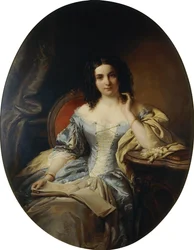 Portret siedzącej damy w niebiesko-białej sukni; Portret siedzącej damy w niebiesko-białej sukni, 1853