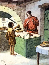 Piekarz w średniowieczu, ok. 1900 r. (ryc.)