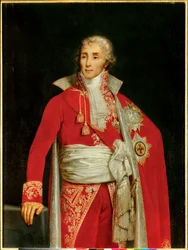 Portret Josepha Fouche, księcia Otranto (1759-1820) w stroju ministra policji. Obraz Edouarda Louisa Dubufe (1820-1883). 19 wiek. Ciemny. 1,31 x 0,98m.