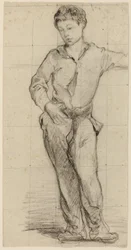 Przypisywany Édouardowi Manetowi - Stojący młody mężczyzna (Léon Leenhoff) (recto), 1864-65
