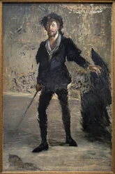Jean Baptiste Faure (1830-1914) w operze Hamlet Ambroise Thomasa (1811-1896). Obraz Edouarda Maneta (1832-1883), olej na płótnie