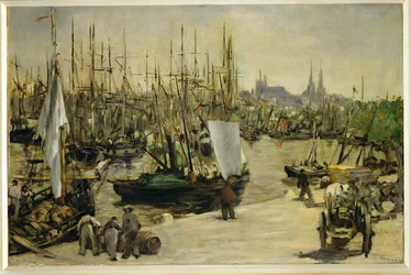 Port w Bordeaux, Francja (olej na płótnie)