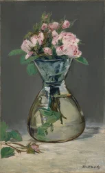 Mchowe róże w wazonie. 1882