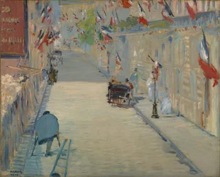 Rue Mosnier z flagami, 1878