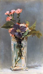 Fiołki i powojniki w kryształowym wazonie, 1882