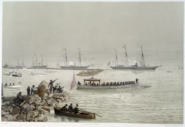 Przybycie władców do Suezu w „”Inauguracji Kanału Sueskiego przez G. Nicole. 1869