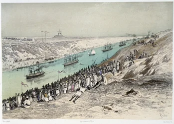 Przejście do El-Guisr w „Inauguracji Kanału Sueskiego” G. Nicole. 1869