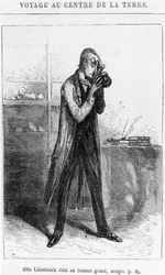 Profesor Otto Lidenbrock, ilustracja z „Podróży do wnętrza Ziemi” Juliusza Verne