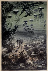 Podwodna podłoga. Ilustracja autorstwa Edouarda Riou (1833-1900) do powieści „Dwadzieścia tysięcy mil podmorskich”” Julesa Verne