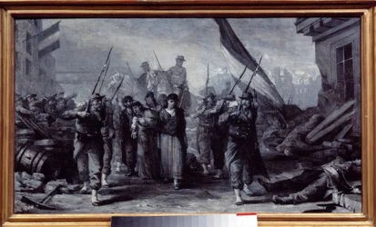 Oblężenie Paryża: „” Aresztowanie komunardów”” Obraz Edouarda Toulouze (1848-1907) 1871 Paryż, Musee Carnavalet