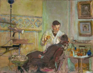 Doktor Georges Viau w swoim gabinecie dentystycznym