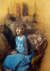 Niebieska sukienka, XX wiek (akwarela)