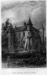 Clair bag (Clair-Marais lub Clairmarais) w pobliżu Saint Omer (Saint Omer), Pas-de-Calais, region Nord-Pas-de-Calais (Nord Pas de Calais), Francja. Grawerowanie Willmanna w „Antycznej i współczesnej Francji” Jean-Bernard Mary-Lafon (Jean Bernard Mary Lafon