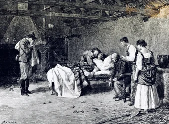 Śmierć Anity Garibaldi na farmie markiza Guiccioli (ilustracja)