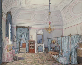 Wnętrza Pałacu Zimowego. Piąte zarezerwowane mieszkanie. Sypialnia Wielkiej Księżnej Marii Aleksandrownej, 1873