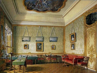 Praca lub mały gabinet cesarza Aleksandra I w Wielkim Pałacu w Carskim Siole, 1875