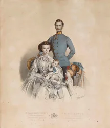 Franciszek Józef I i Elżbieta Austriacka z dziećmi, Gizelą i Rudolfem