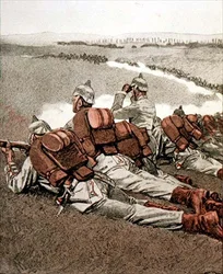 Niedaleko Dieuze, ilustracja z niemieckiego magazynu „Simplicissimus”, ok. 1915 (lito)