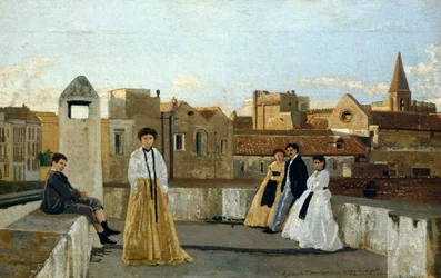 Taras, Edoardo Dalbono (1841-1915), olej na desce, 45x30 cm.