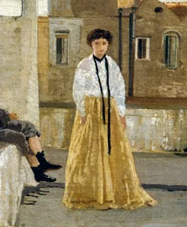 Taras, Edoardo Dalbono (1841-1915), olej na desce, 45x30 cm. Szczegół.