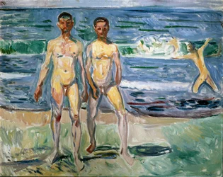 Kąpiący się Obraz Edvarda Muncha (1863-1944) 1940-1942 Nd. 149,5x120 cm Wiedeń, Kunsthistorisches Museum, Nue Gallery in der Stallburg