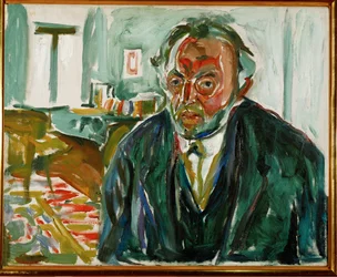 Edvard Munch, autoportret po hiszpańskiej grypie (olej na płótnie)