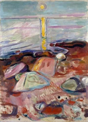 Światło księżyca na plaży Obraz Edvarda Muncha (1863-1944) 1904-1905 Wym. 90x65 cm Oslo, Miejskie Zbiory Sztuki