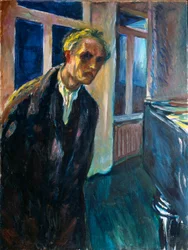 Autoportret albo mężczyzna idący nocą, obraz Edvarda Muncha (1863-1944), 1923-1924. Wys. 89,5 x 67,5 cm. Oslo, Kommunes Kunstsamlinger, Munch-Museet (Muzeum Muncha)