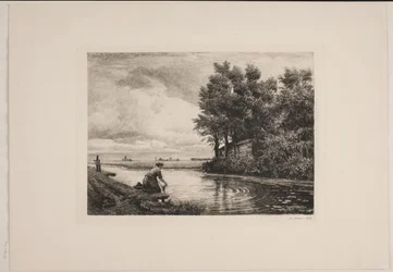 Holenderski krajobraz ze strumieniem