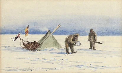 Przyjęcie saneczkowe na Białą Wyspę, luty 1902: obóz Shackletona i Wilsona, 1902