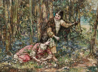 Dziewczyny w lesie (olej na płótnie)
