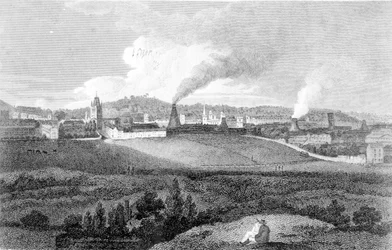 Widok Bristolu z Pile Hill, grawerowane przez Heatha, wyd. przez Johna Agga, 1809