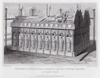 Pomnik Thomas Earl of Arundel i jego hrabiny Beatrix w kościele Arundel (rycina)