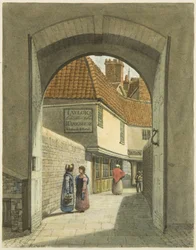 Most i bramy Bridewell (ołówek i akwarela na papierze)