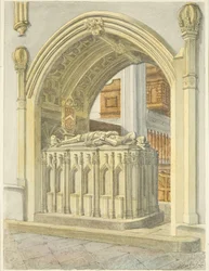 Grób Roberta Fitzhardinga, zm. 1170, w katedrze w Bristolu (ołówek i akwarela na papierze)