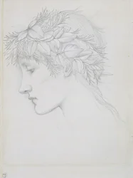 Głowa zwieńczona liśćmi, ok. 1897 (ołówek na papierze)
