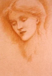 Portret młodej kobiety (czerwona kreda na papierze)