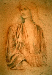 Portret dziewczyny - Studium do Artura w Avalonie, ok. 1890 (kreda sangwinowa i ołówek na czerwonym papierze)