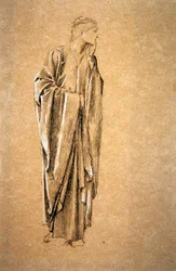 Studium dla Danae, ok. 1885 (czarno-biała kreda na brązowym papierze)