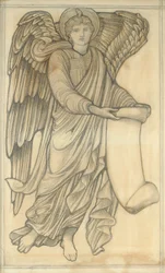 Anioł ze zwojem - figurka numer sześć, 1880 (kreda na papierze)