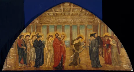 Kupidyn i Psyche - Pałacowe Zielone Malowidła - Psyche wchodzące w Portale Olimpu, 1881