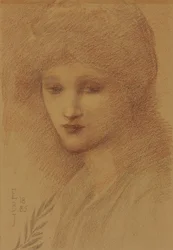 Portret Laury Lyttelton, z domu Tennant, ze spuszczonymi oczami, 1885
