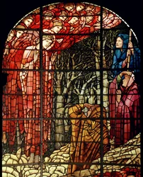 Okienko Narodzenia, detal, Pasterze, 1888 (witraż)