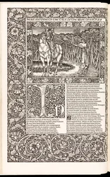 „The Works of Geoffrey Chaucer Now Newly Imprinted” autorstwa Geoffreya Chaucera, opublikowane przez Kelmscott Press w 1896 r. (drzewryt)